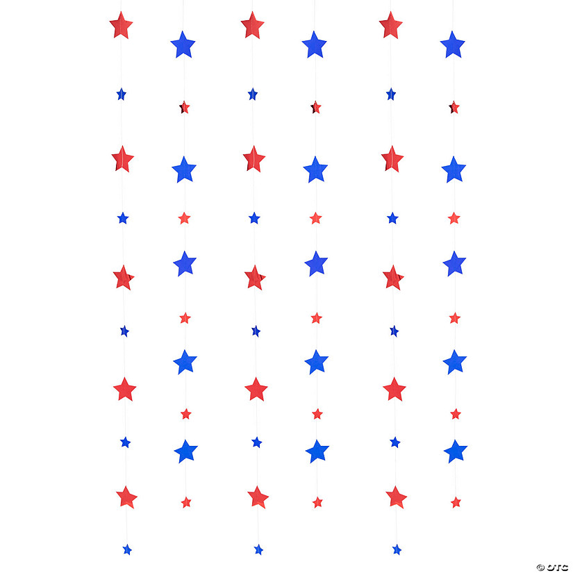 7 Ft. Patriotic Strings of Stars Hanging Decorations - 12 Pc. Image