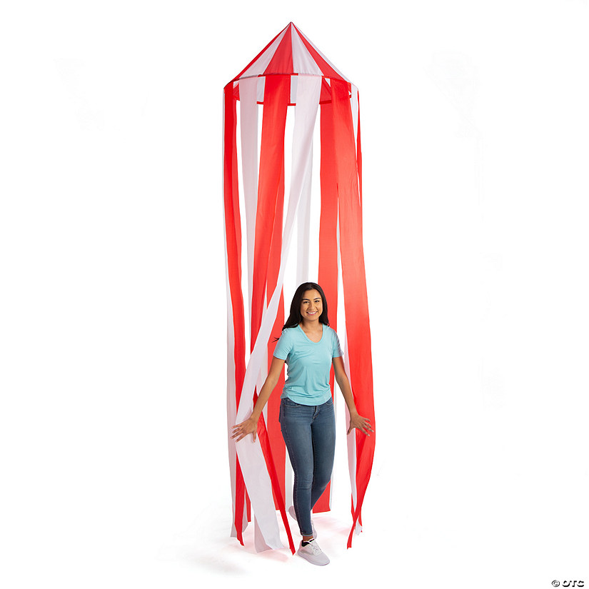 7 Ft. Red & White Striped Carnival Tent Plastic Ceiling Decoration Image