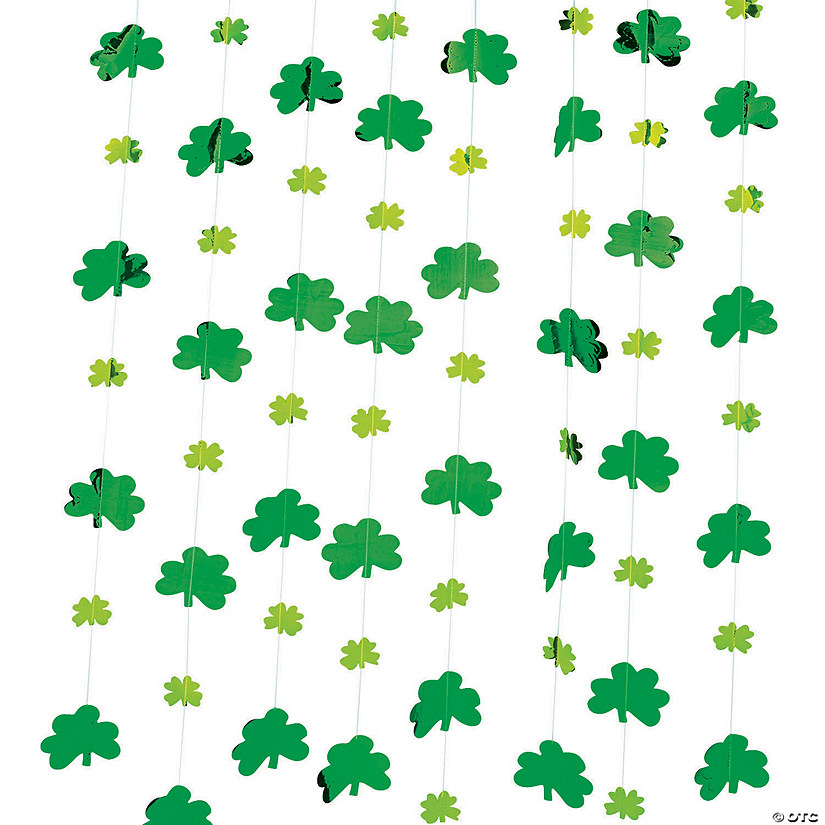 7 Ft. St. Patrick's Day Shamrock String Decorations - 12 Pc. Image