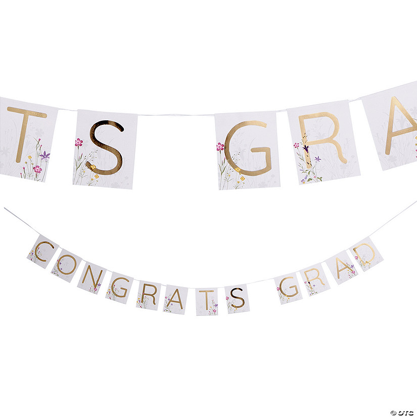 7 ft. x 5 1/2" Cottagecore Congrats Grad Ready-to-Hang Cardstock Garland Image