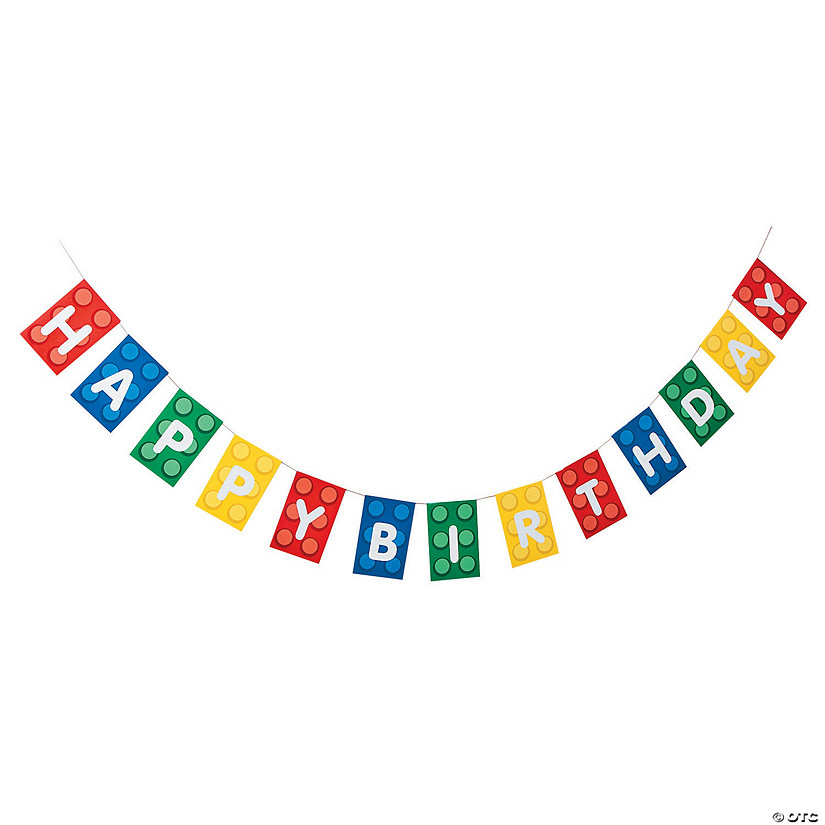 7 Ft. x 6 3/4" Building Block Party Paper Pennant Garland Image