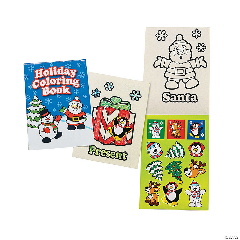 7" Holiday Paper Coloring Books with Sticker Sheets - 24 Pc. Image