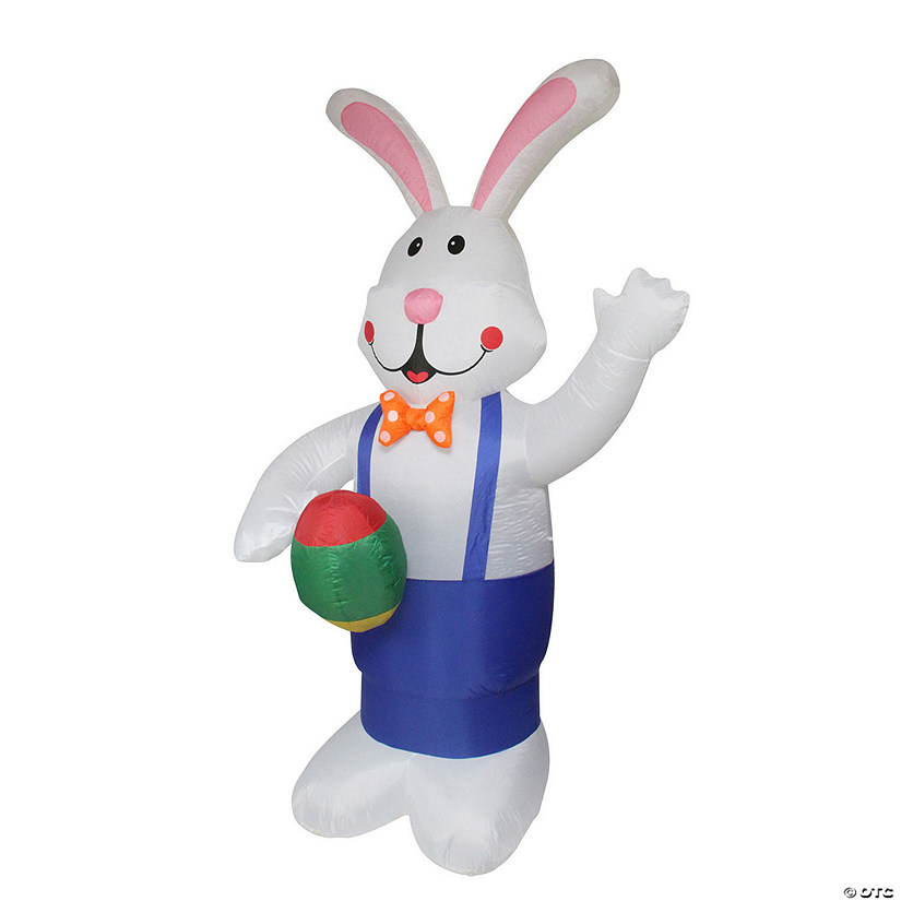 7' Inflatable Pre-Lit Standing Easter Bunny with Eggs Outdoor Decoration Image