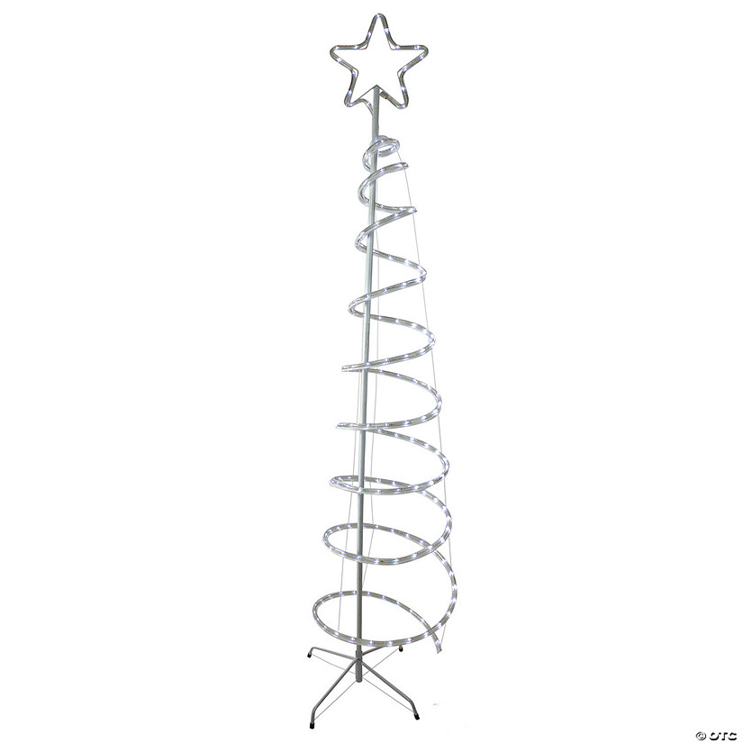 7' LED White Spiral Rope Light Tree with Star Tree Topper Image