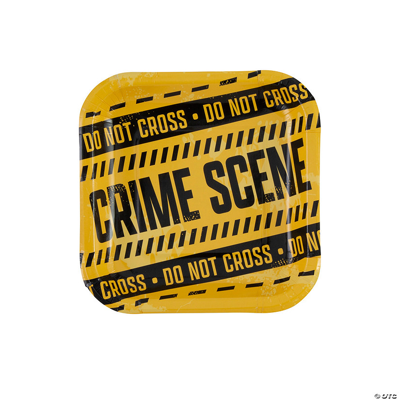 7" Mystery Party Crime Scene Tape Paper Dessert Plates - 8 Ct. Image