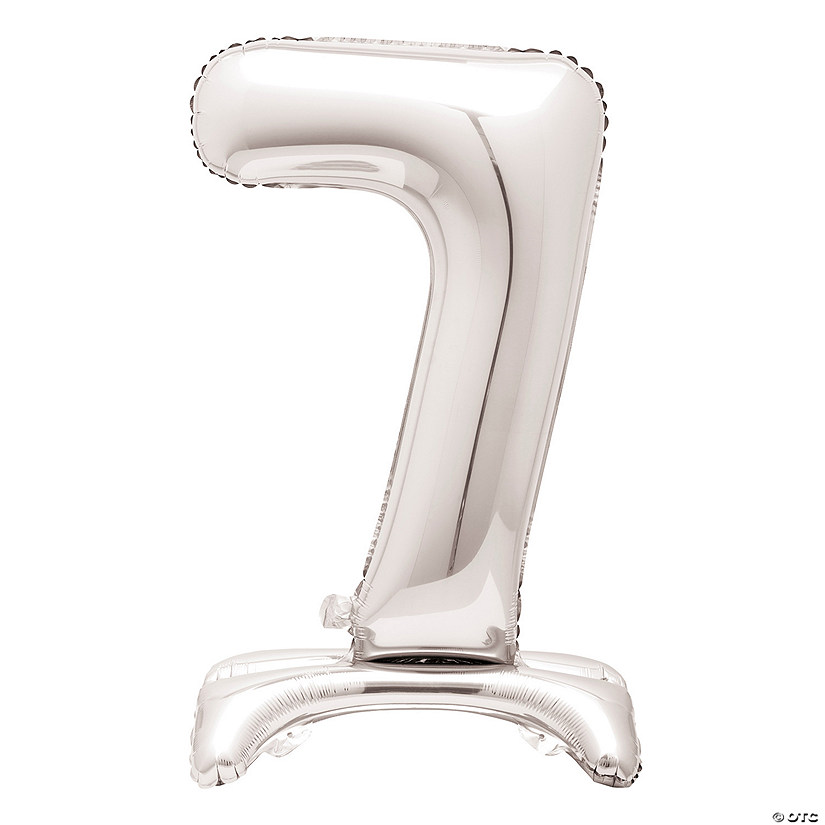 7-Shaped Silver Number 30" Mylar Stand-Up Balloon Image