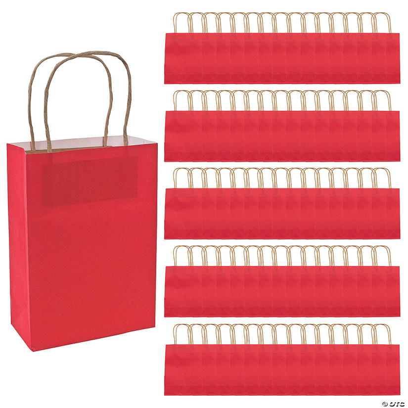 7" x 13 1/4" Bulk Medium Red Kraft Paper Gift Bags 60 Pc. Oriental