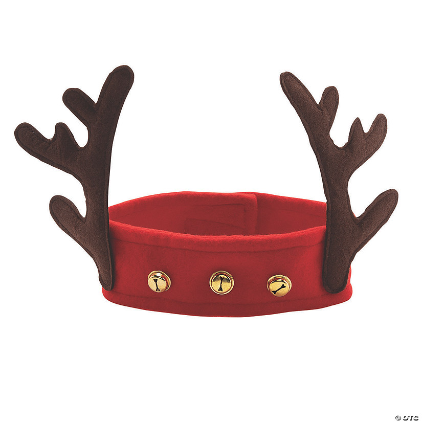 7" x 24" Reindeer Antler Fleece Headbands with Jingle Bells - 12 Pc. Image