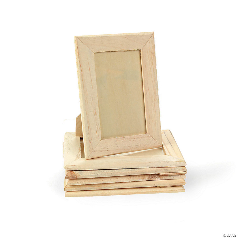 7" x 5" DIY Unfinished Wood Picture Frames with Easel - 6 Pc. Image