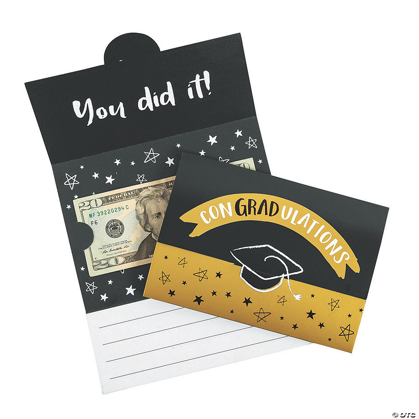 7" x 5" Graduation Con-grad-ulations Cardstock Money Greeting Cards - 36 Pc. Image