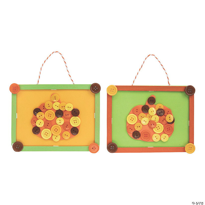 7" x 5" Pumpkin Button Green & Orange Frame Sign Craft Kit - Makes 12 Image