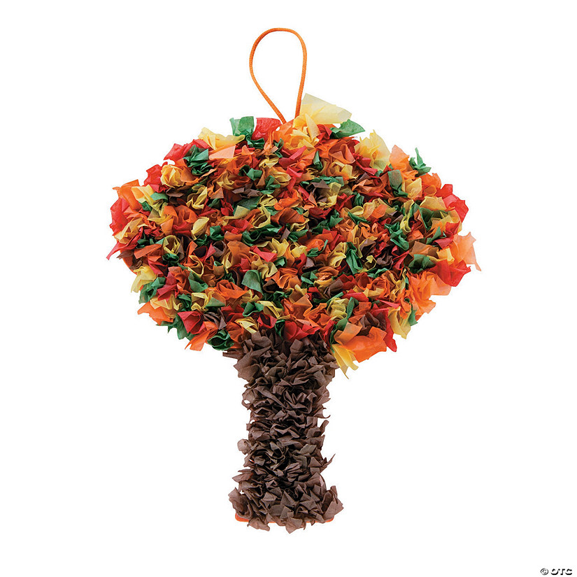 7" x 8 1/2" Fall Tree Crinkle Tissue Paper Craft Kit- Makes 12 Image