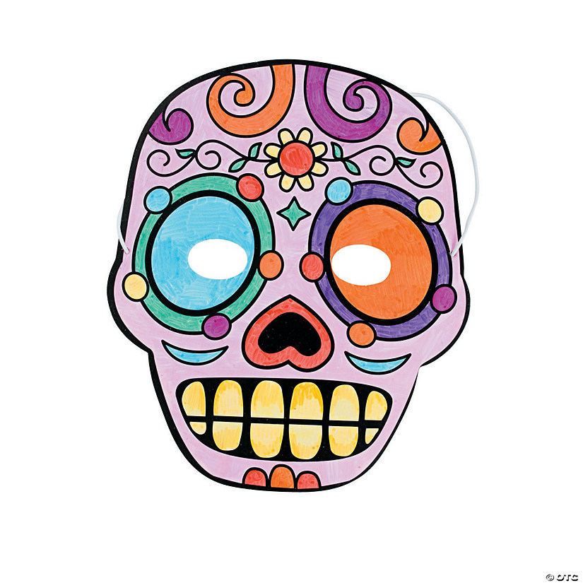 7" x 8 1/4" Color Your Own Day of the Dead Paper Masks - 12 Pc. Image