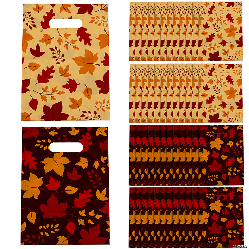 7" x 9 1/2" Bulk 50 Pc. Fall Leaf Plastic Goody Bags Image