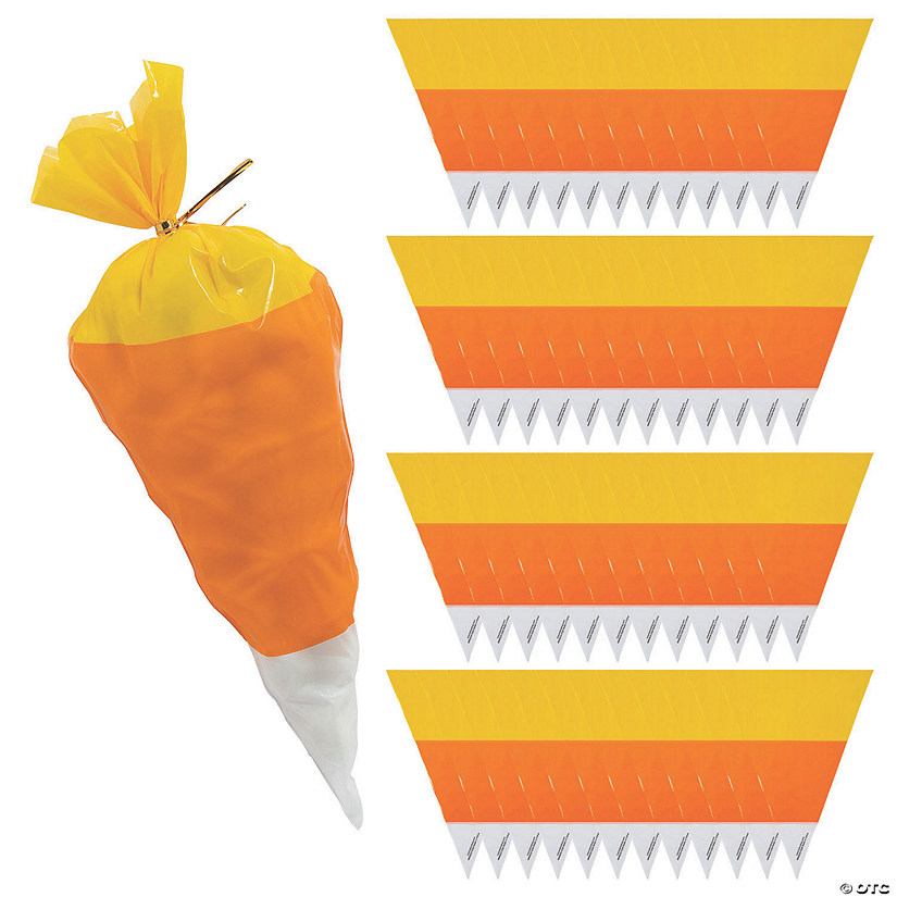 7" x 9" Bulk 50 Pc. Candy Corn-Shaped Cellophane Bags Image
