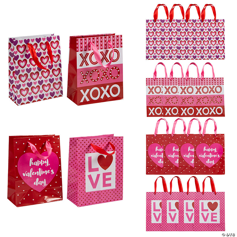 7" x 9" Medium Valentine Paper Gift Bags - 12 Pc. Image