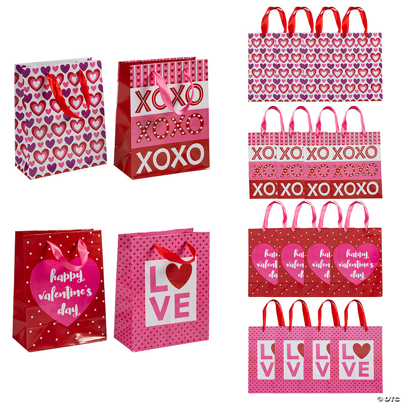 7" x 9" Medium Valentine Paper Gift Bags 12 Pc. Oriental Trading