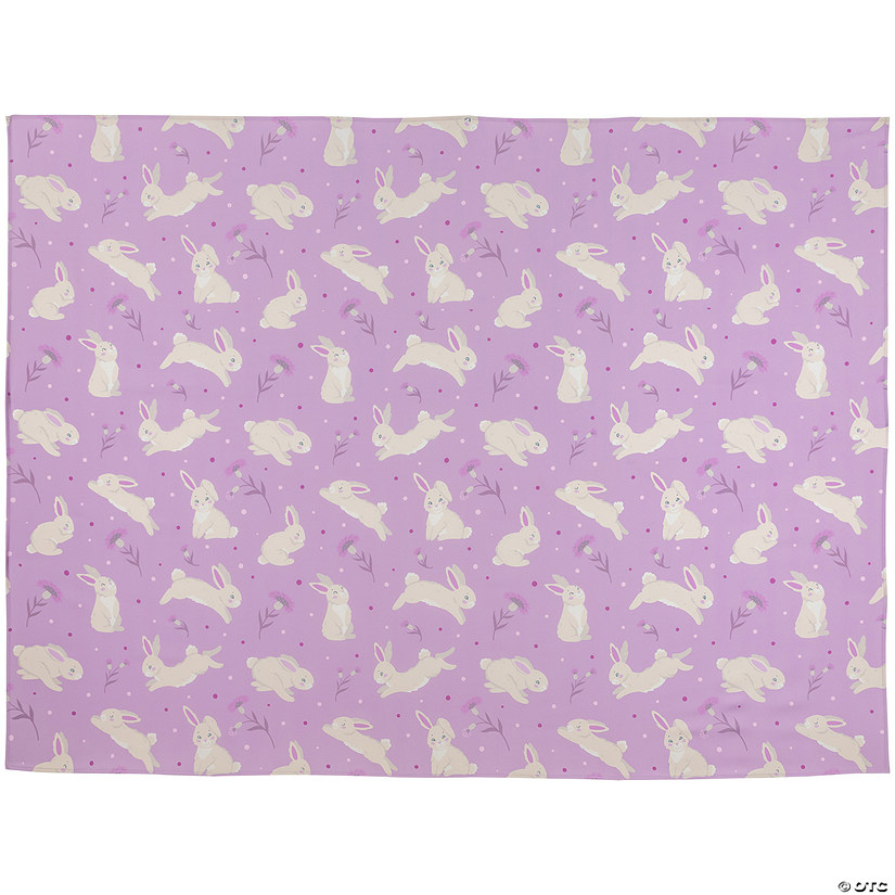 70" Purple Easter Bunny Rectangular Tablecloth Image