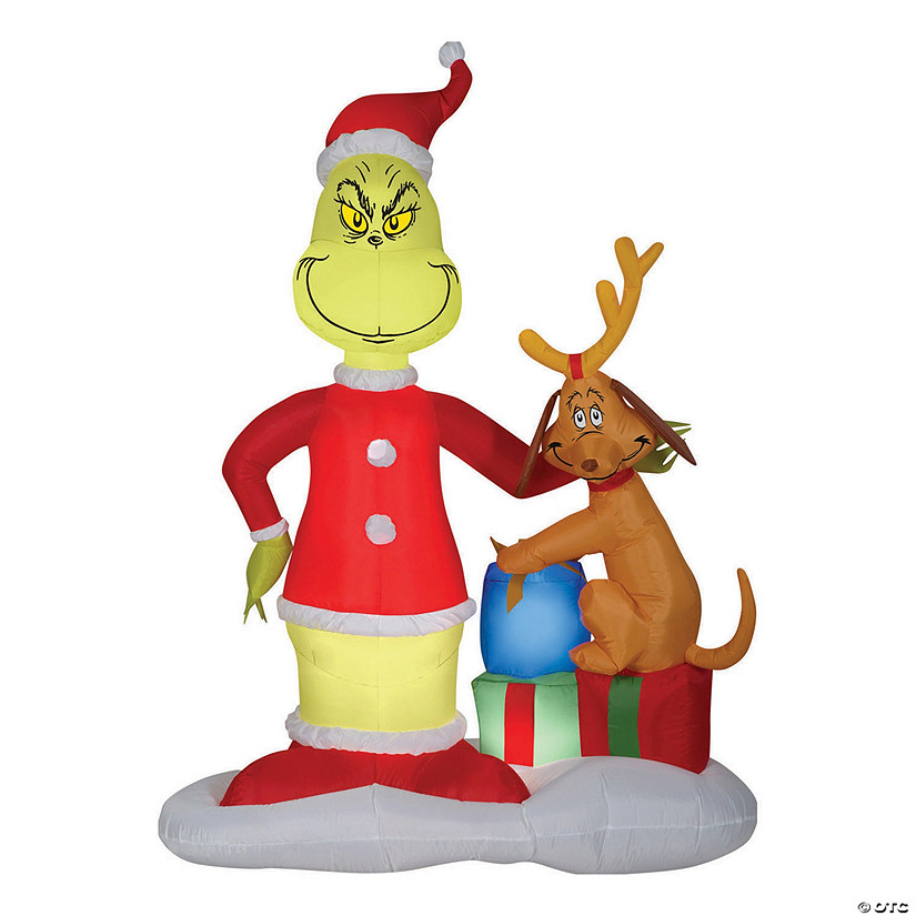 72" Outdoor Blow Up Inflatable Dr. Seuss&#8482; The Grinch & Max with Presents Image