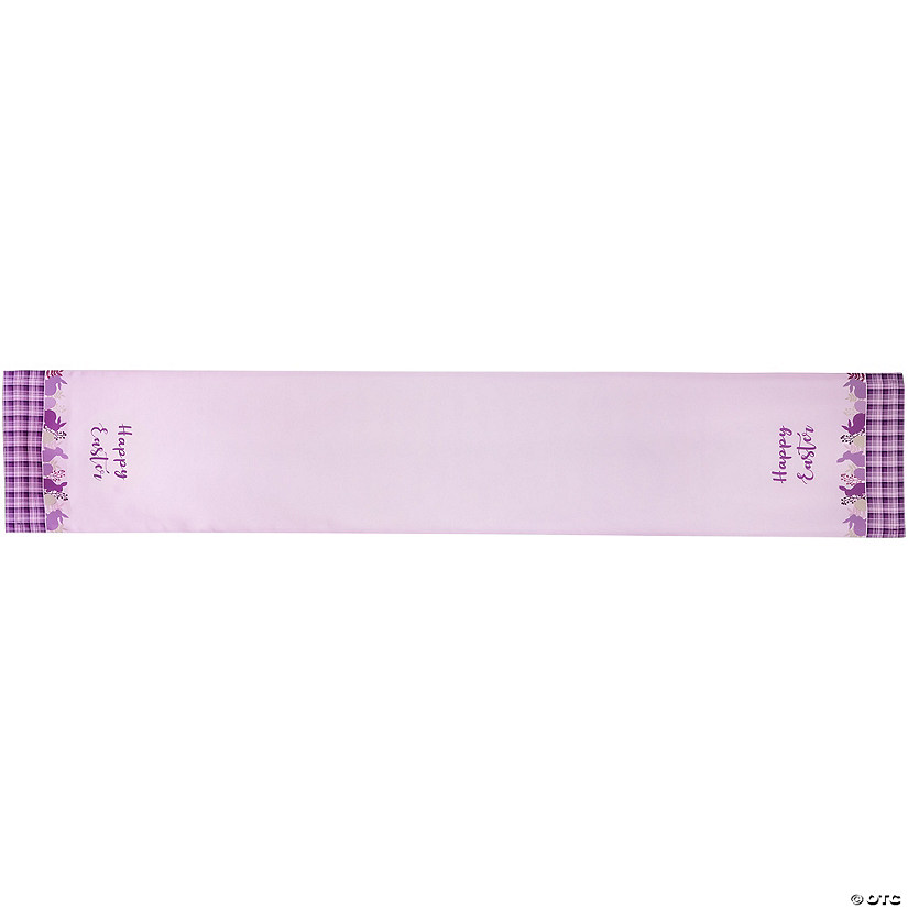 72" Pastel Purple "Happy Easter" Plaid Table Runner Image