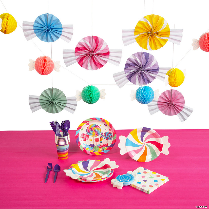 72 Pc. Candy World Party Tableware Kit for 8 Guests Image