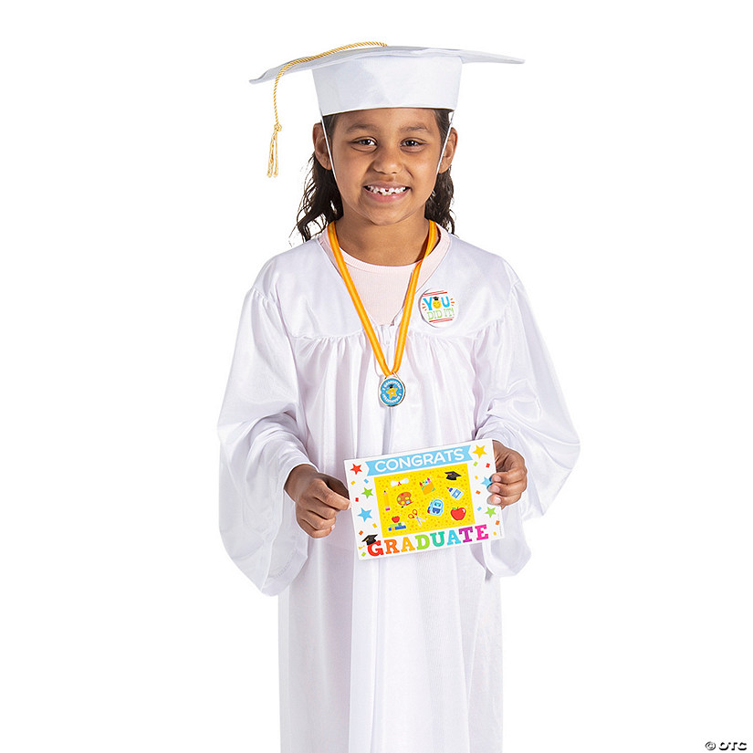 72 Pc. Graduation White Gown & Cap Set with Awards for 12 Image