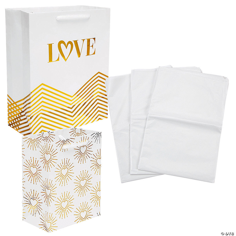 72 Pc. Wedding Gift Bags with Tissue Paper Kit Image