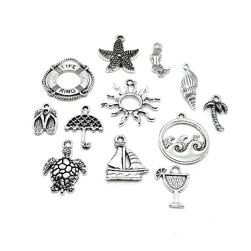 72 Pcs Silver Ocean Charms, 12 Styles Image