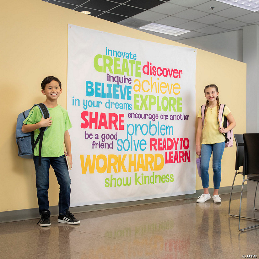 72" x 72" Good Student Characteristics Polyester Classroom Backdrop Image