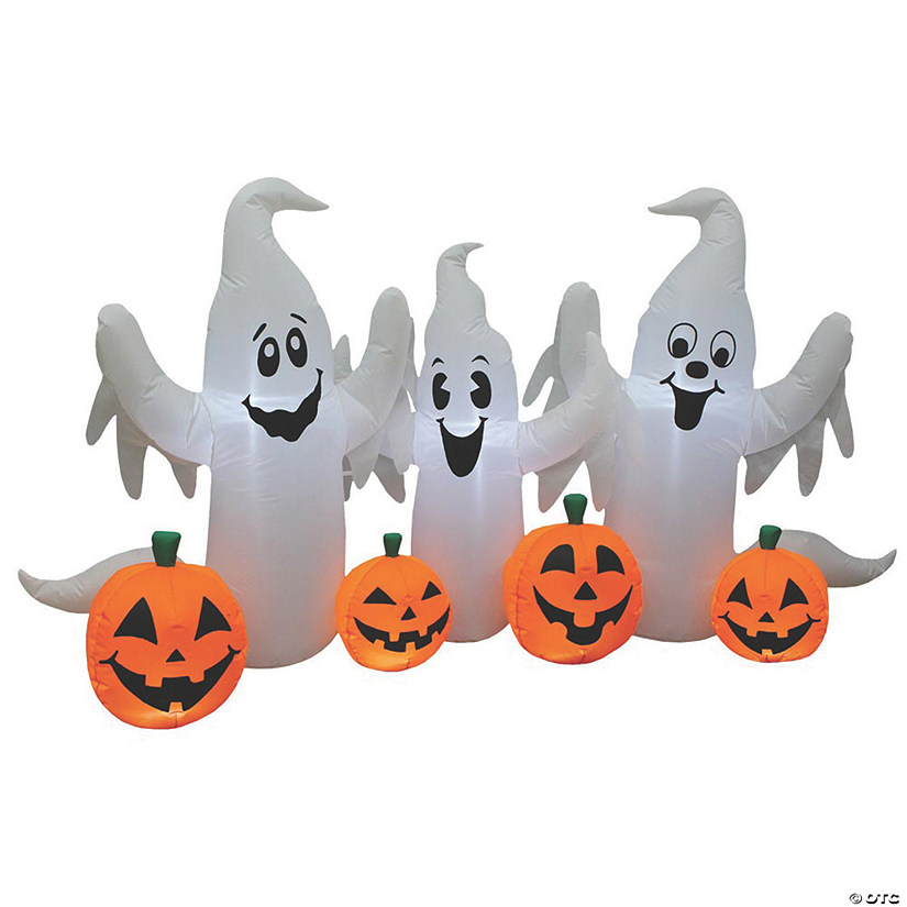 73" Blow Up Inflatable Ghosts with Pumpkins Halloween Decoration Image
