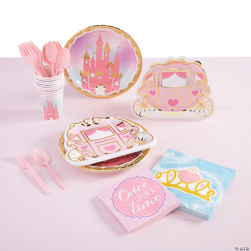 73 Pc. Princess Party Tableware Kit for 8 Guests Image