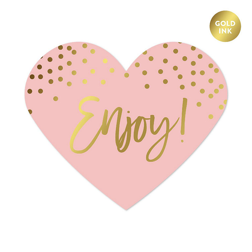 75 Blush Pink Dots Heart Label Enjoy! Image
