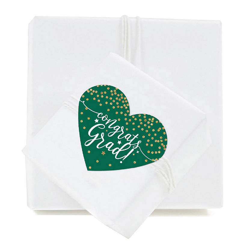 75 Emerald/Gld Heart Label Congrats Grad Image