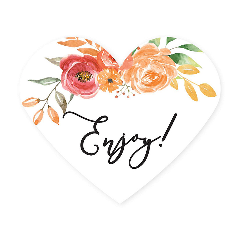 75 Fall Watercolor Heart Label Enjoy Image