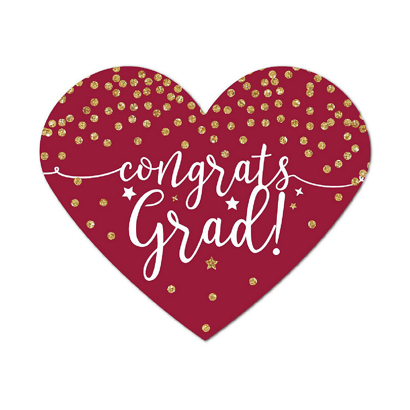 75 Maroon/Gold Heart Label Congrats Grad Image