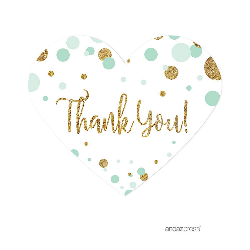 75 Mint Glitter Mini Heart Thank You Image