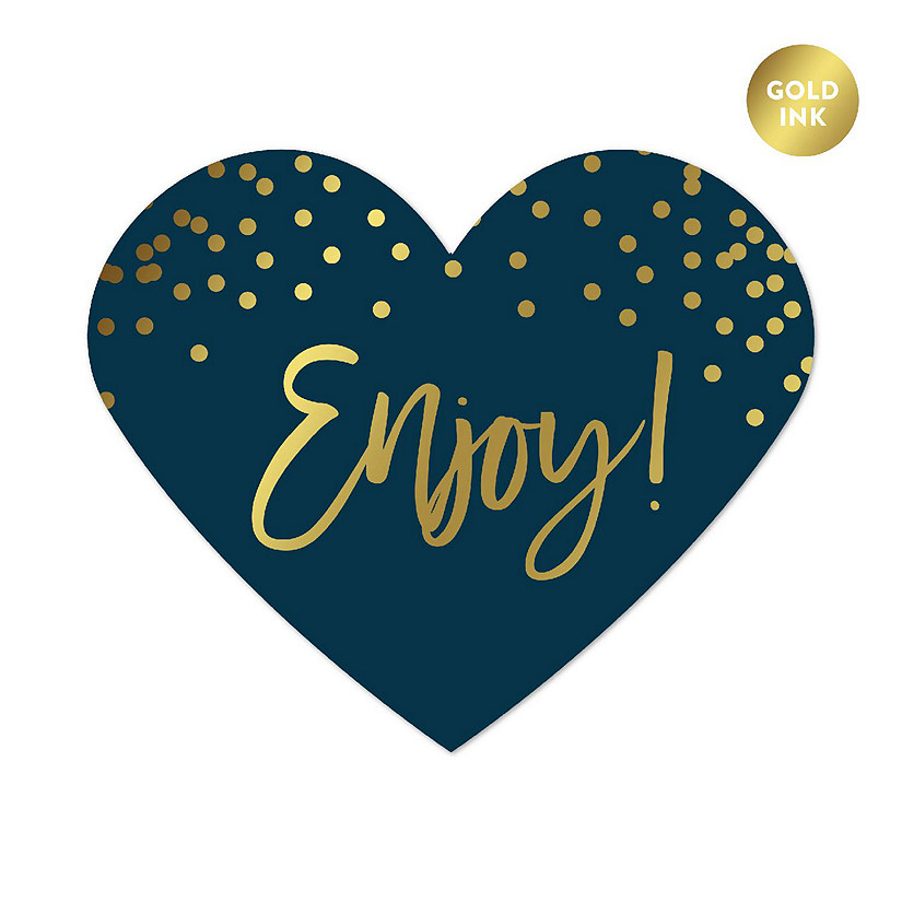 75 Navy/Gold Metallic Heart Label Enjoy! Image