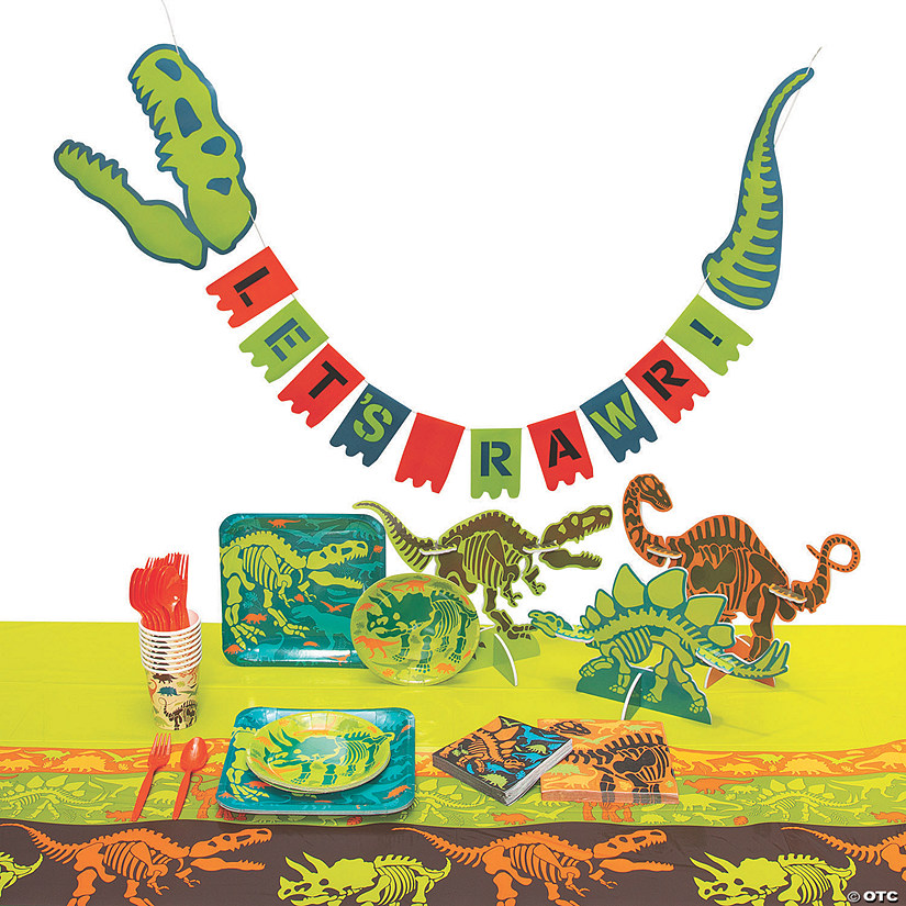 75 Pc. Dino Dig Tableware Kit for 8 Guests Image