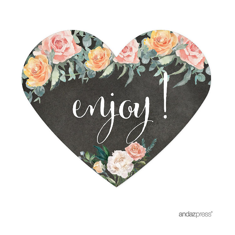 75 Peach Chalkboard Heart Label Enjoy! Image