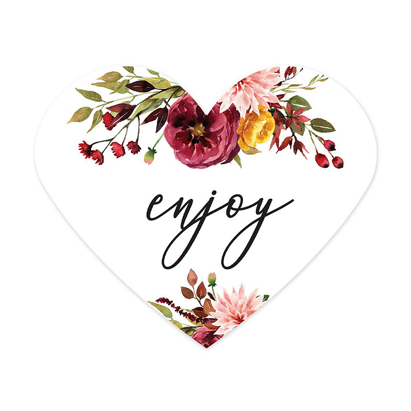 75PC Fall Marsala Heart Label Enjoy Image
