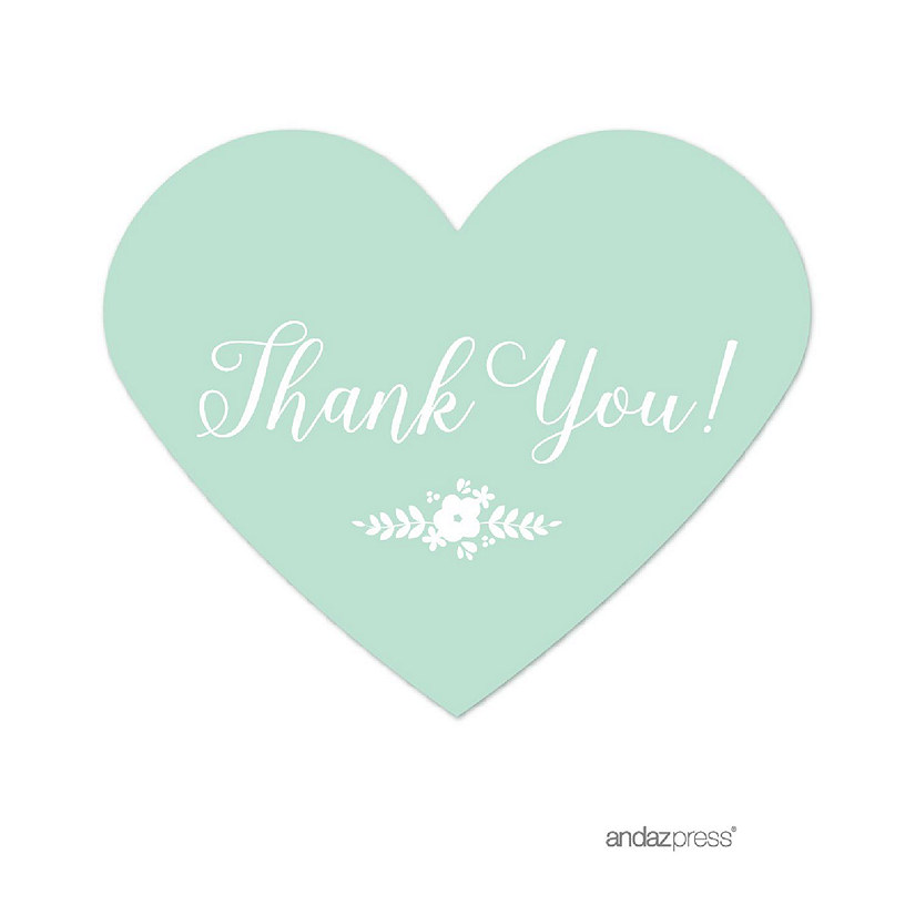 75PC Mint Mini Heart Label Thank You Image