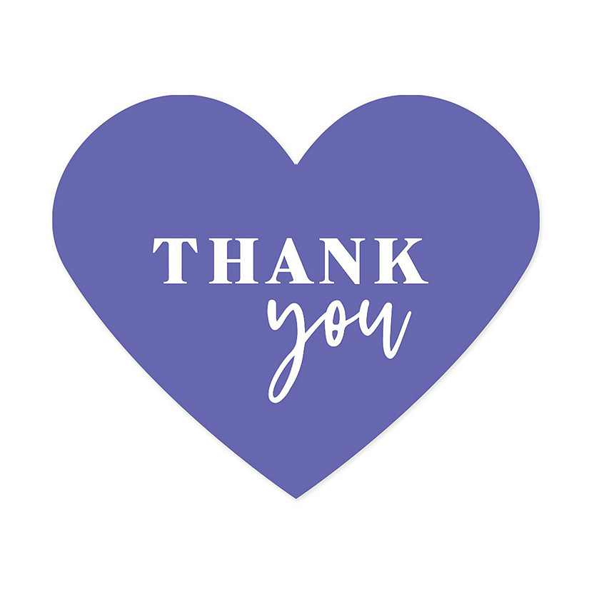 75PC Periwinkle Heart Label Thank You Image