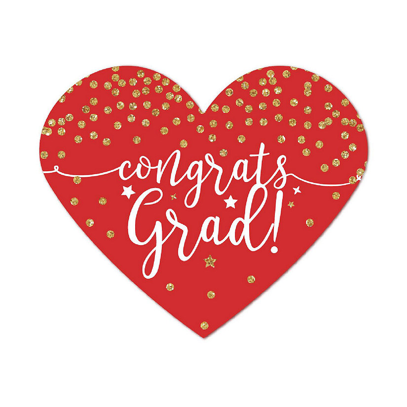75PC Red/Gold Heart Label Congrats Grad! Image