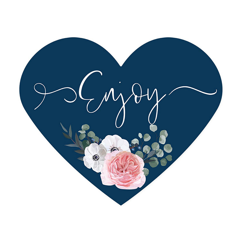 75PC Winter Navy Blue Heart Label Enjoy Image