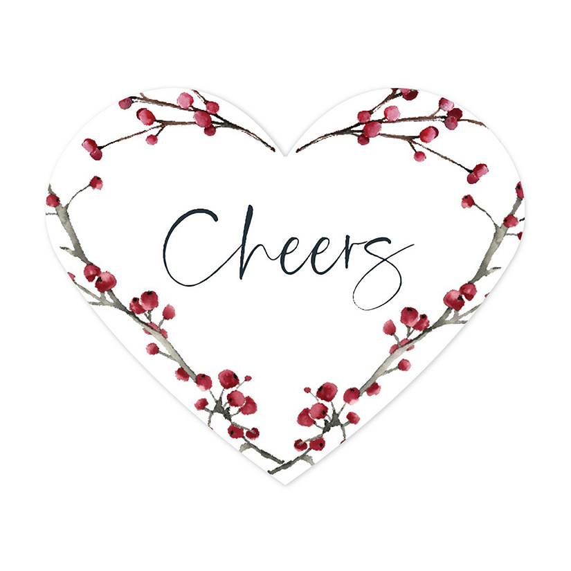 75PC Winter Snowy Heart Label Cheers Image