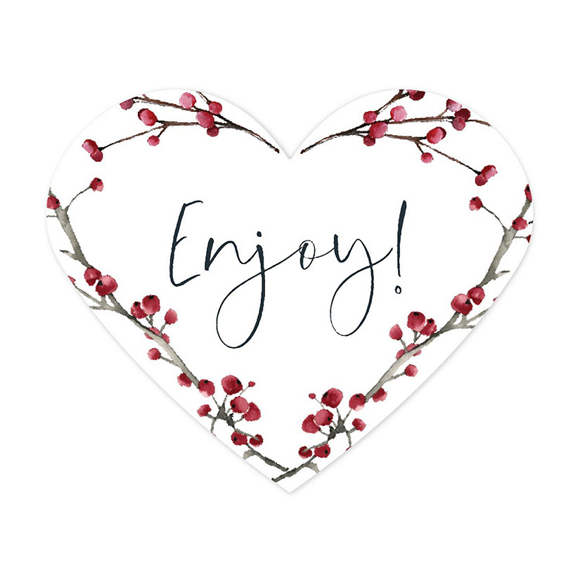 75PC Winter Snowy Heart Label Enjoy Image