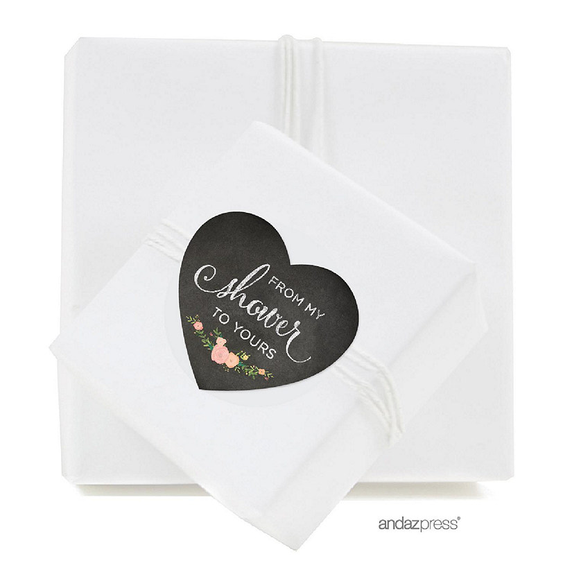 75PK Chalkboard Floral Heart Labels Image