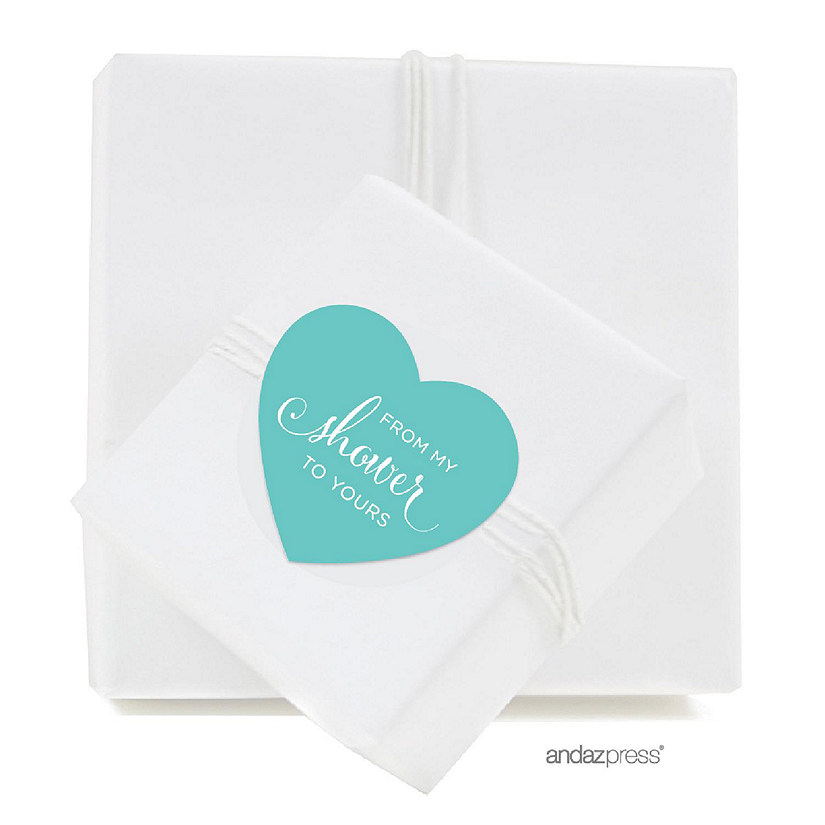 75PK From My Shower Blue Heart Labels Image