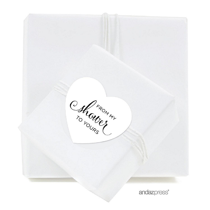 75PK From My Shower White Heart Labels Image