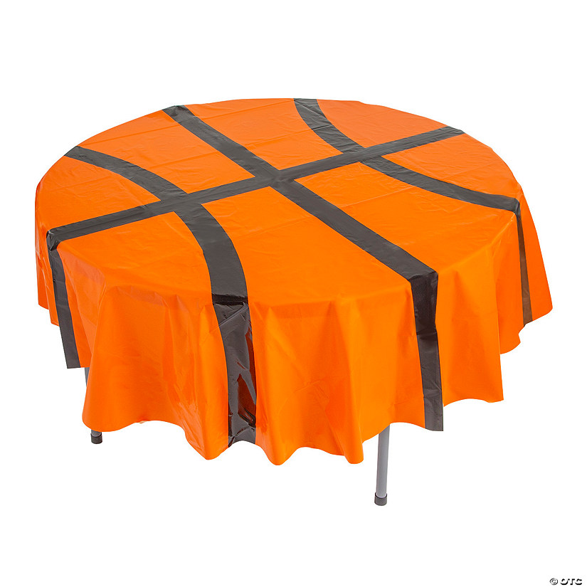 76" Basketball Round Plastic Tablecloth Image
